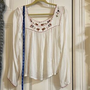 Embroidered White Women's Top